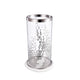 Gsy Decorative Candle Holder | Silver & White Patchwork | 12" Glass