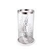 Gsy Decorative Candle Holder | Silver & White Patchwork | 12" Glass