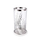 Gsy Decorative Candle Holder | Silver & White Patchwork | 12" Glass