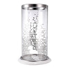 Gsy Decorative Candle Holder | Silver & White Patchwork | 12" Glass