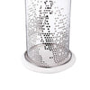 Gsy Decorative Candle Holder | Silver & White Patchwork | 12" Glass