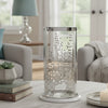 Gsy Decorative Candle Holder | Silver & White Patchwork | 12" Glass