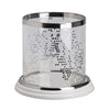 Gsy Decorative Candle Holder | Silver & White Patchwork | 10" Glass