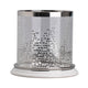 Gsy Decorative Candle Holder | Silver & White Patchwork | 10" Glass