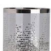 Gsy Decorative Candle Holder | Silver & White Patchwork | 10" Glass