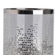 Gsy Decorative Candle Holder | Silver & White Patchwork | 10" Glass