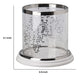 Gsy Decorative Candle Holder | Silver & White Patchwork | 10" Glass