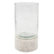 Candle Holder with Textured Glass Shade | White Coastal Stone Base | 8"