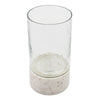 Candle Holder with Textured Glass Shade | White Coastal Stone Base | 8"