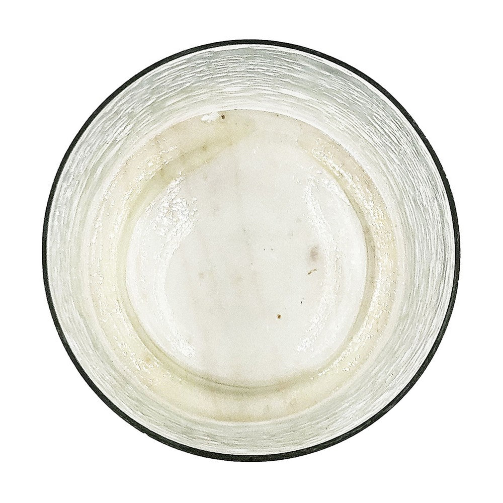 Candle Holder with Textured Glass Shade | White Coastal Stone Base | 8"