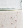 Candle Holder with Textured Glass Shade | White Coastal Stone Base | 8"