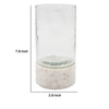 Candle Holder with Textured Glass Shade | White Coastal Stone Base | 8"