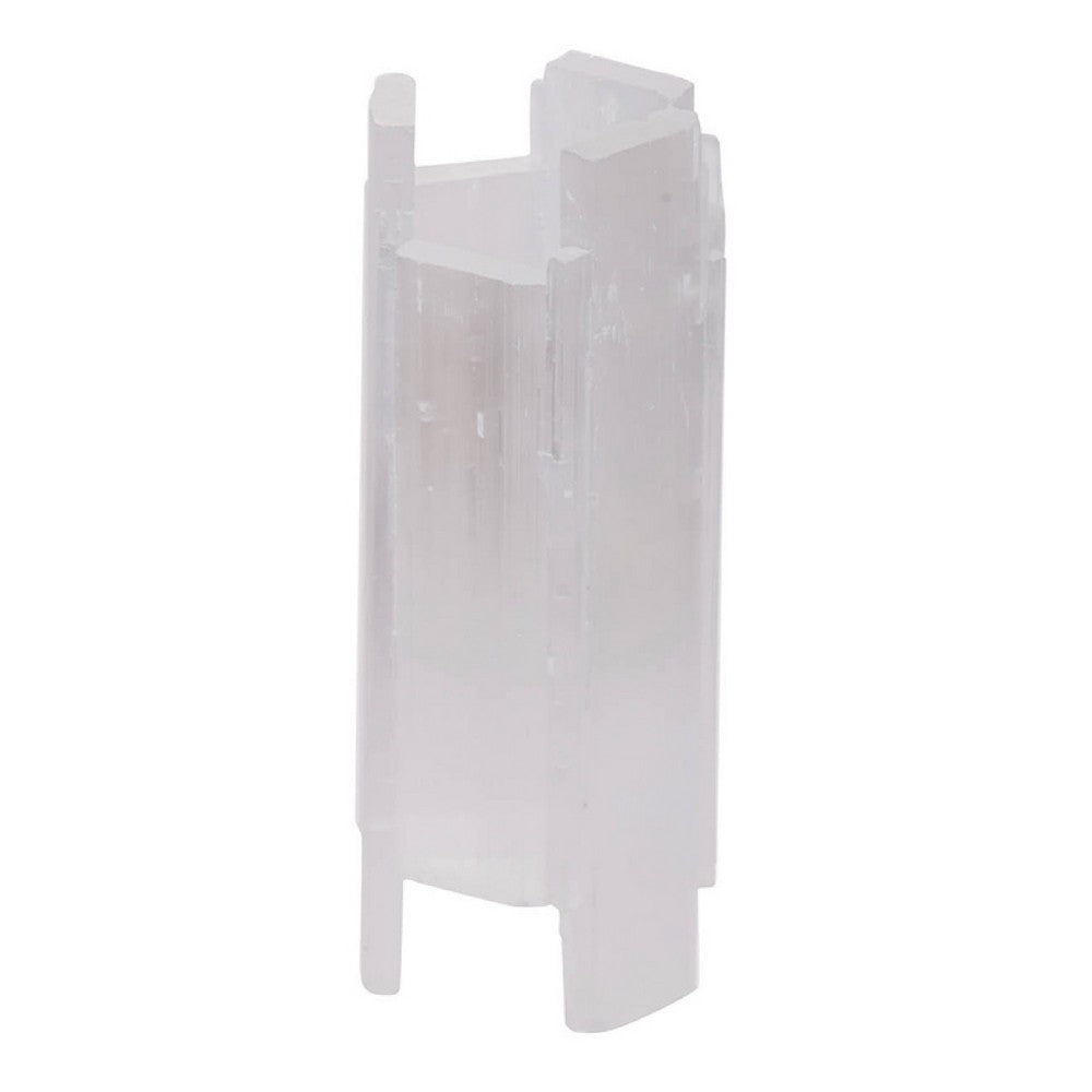 Decorative Candle Holder | Coastal White Selenite Stone | 8"