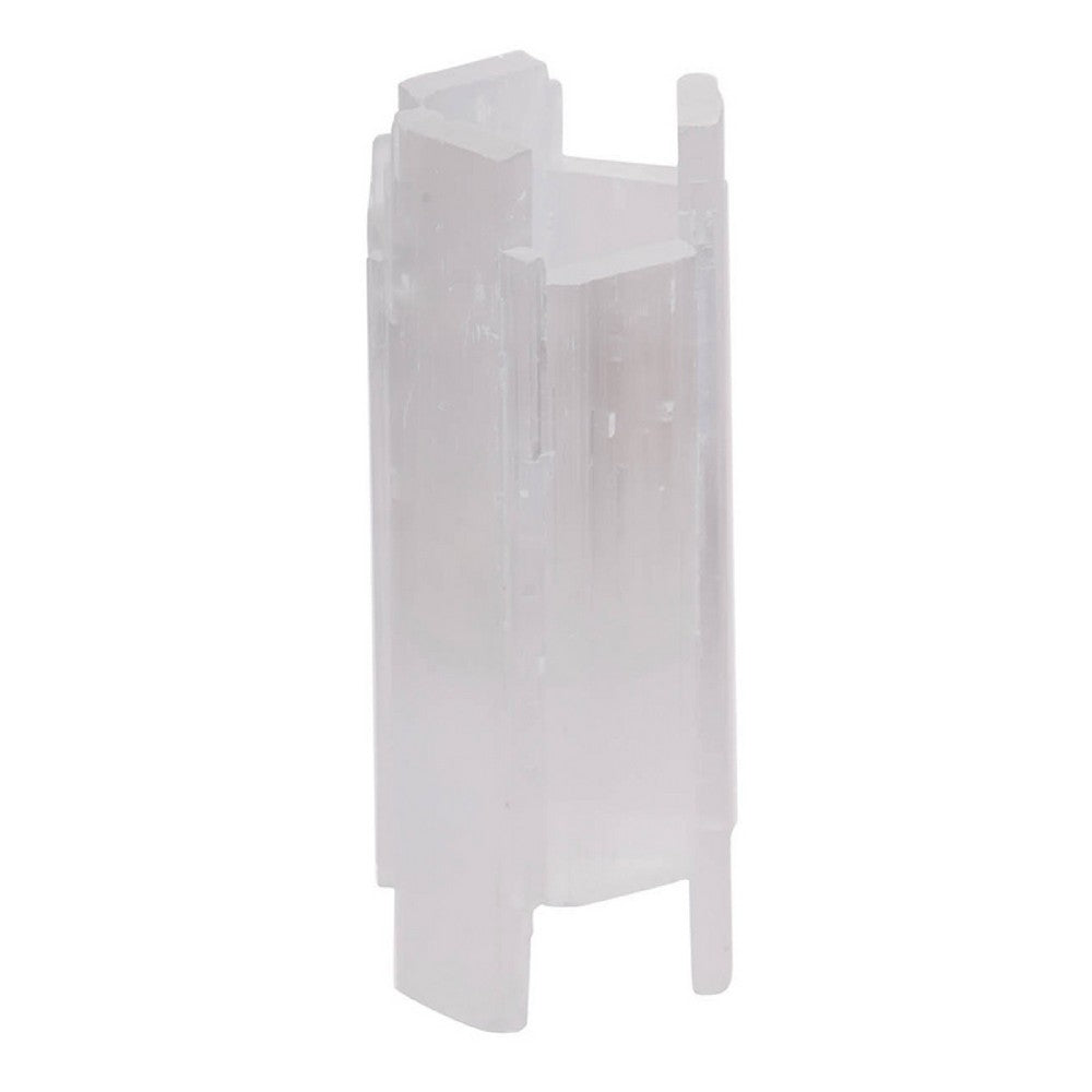 Decorative Candle Holder | Coastal White Selenite Stone | 8"