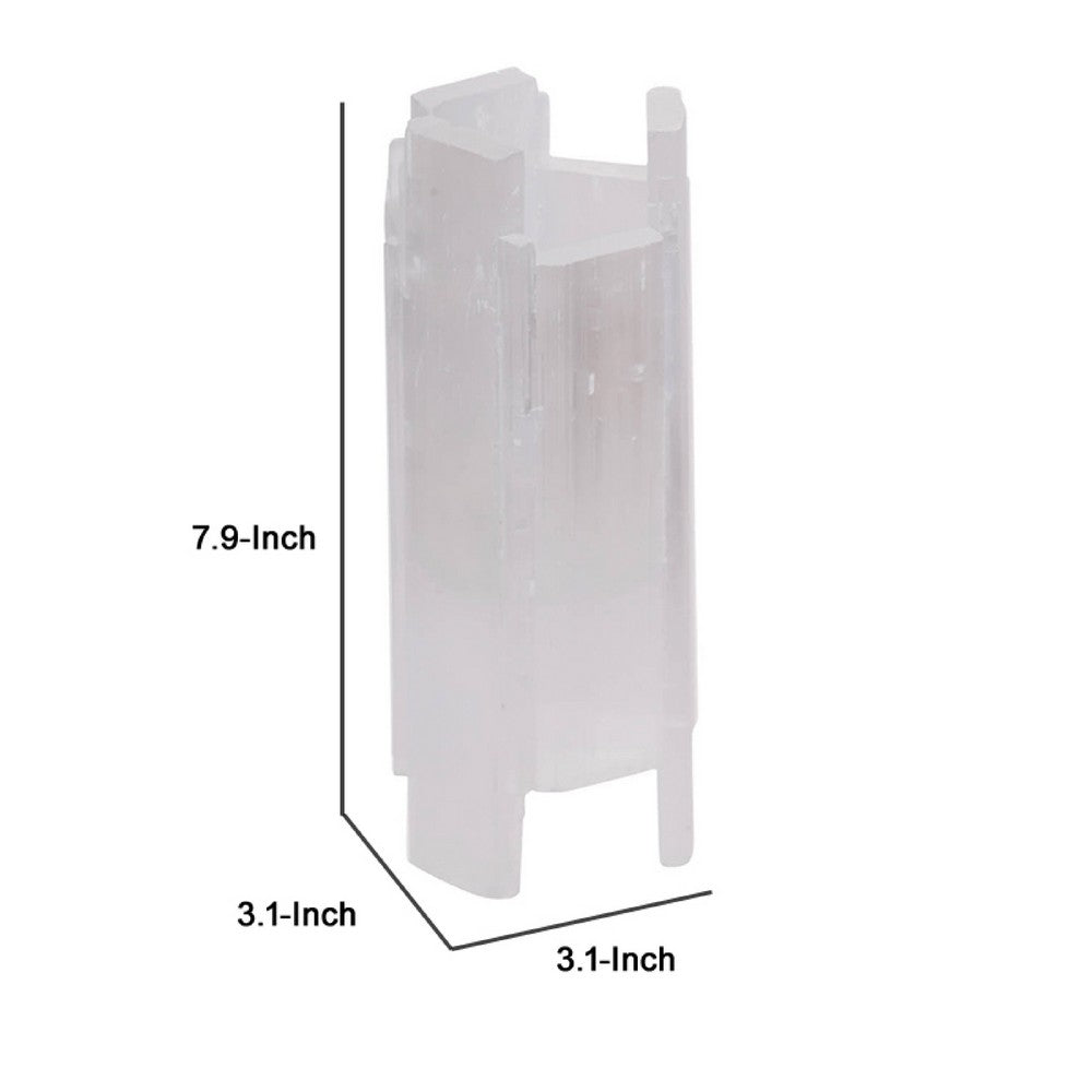 Decorative Candle Holder | Coastal White Selenite Stone | 8"