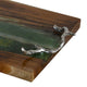 Teak Wood Serving Tray | Emerald Green Resin, Antique Gold Bird | 24"