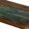 Teak Wood Serving Tray | Emerald Green Resin, Antique Gold Bird | 24"