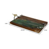 Teak Wood Serving Tray | Emerald Green Resin, Antique Gold Bird | 24"