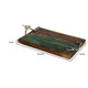 Teak Wood Serving Tray | Emerald Green Resin, Antique Gold Bird | 24"