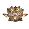 Decorative Candle Holder | Gold Amber Blooming Lotus Glass | 9"