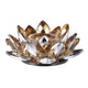 Decorative Candle Holder | Gold Amber Blooming Lotus Glass | 9"
