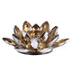 Decorative Candle Holder | Gold Amber Blooming Lotus Glass | 9"