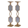 Candle Holders Set of 2 | 17" Gold Metal Frame | Mirrored Accent