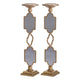 Candle Holders Set of 2 | 17" Gold Metal Frame | Mirrored Accent