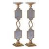 Candle Holders Set of 2 | 17" Gold Metal Frame | Mirrored Accent