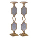 Candle Holders Set of 2 | 17" Gold Metal Frame | Mirrored Accent