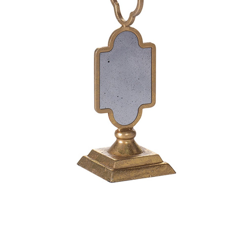 Candle Holders Set of 2 | 17" Gold Metal Frame | Mirrored Accent