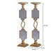 Candle Holders Set of 2 | 17" Gold Metal Frame | Mirrored Accent