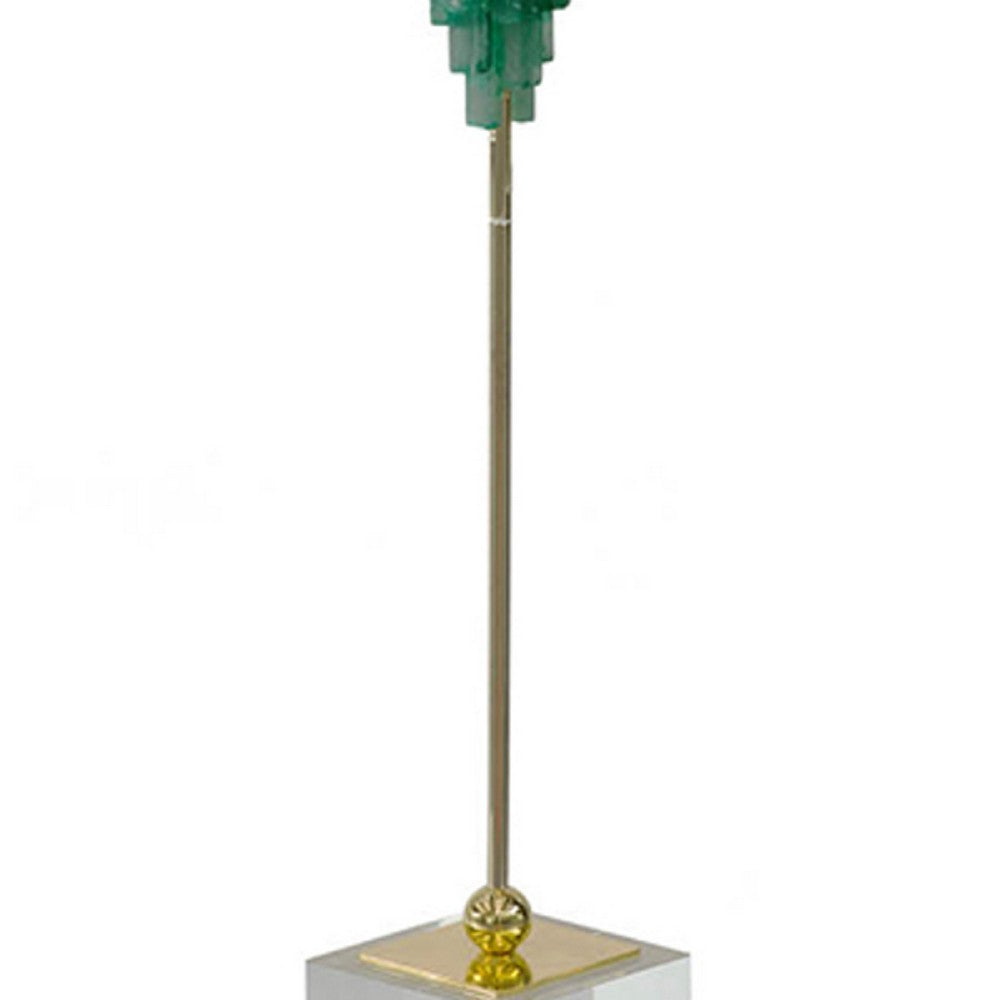 Decorative Sculpture | Clear Base | Green Marble Floating Jewel 19"