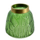Dsy Floral Vase with Gold Rim | Embossed Fern Leaf | Green Glass 6"