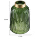 Dsy Floral Vase with Gold Rim | Embossed Fern Leaf | Green Glass 10"