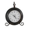 Table Clock | Roman Numerals | Glass Face | Aged Brown Metal | 12" Round