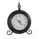 Table Clock | Roman Numerals | Glass Face | Aged Brown Metal | 12" Round