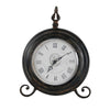 Table Clock | Roman Numerals | Glass Face | Aged Brown Metal | 12" Round