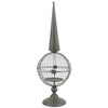 Candle Holder | Pointed Cone Finial on Wired Orb | Gray Metal 26"