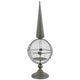Candle Holder | Pointed Cone Finial on Wired Orb | Gray Metal 26"