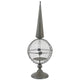 Candle Holder | Pointed Cone Finial on Wired Orb | Gray Metal 26"