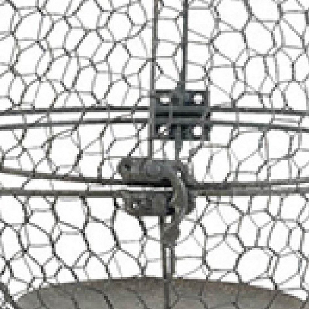Candle Holder | Pointed Cone Finial on Wired Orb | Gray Metal 26"