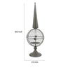 Candle Holder | Pointed Cone Finial on Wired Orb | Gray Metal 26"