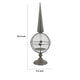 Candle Holder | Pointed Cone Finial on Wired Orb | Gray Metal 26"
