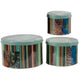 Yuva Decorative Box Set of 3 | Animal Motifs & Stripes | Green Metal Tin