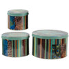 Yuva Decorative Box Set of 3 | Animal Motifs & Stripes | Green Metal Tin