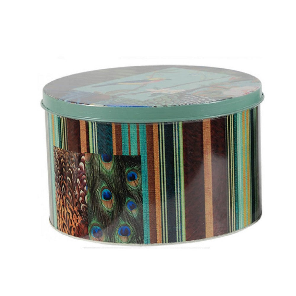 Yuva Decorative Box Set of 3 | Animal Motifs & Stripes | Green Metal Tin