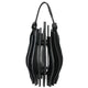Decorative Lantern | Sculptural Shape & Leather Handle | Black Wood 16"