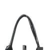 Decorative Lantern | Sculptural Shape & Leather Handle | Black Wood 16"