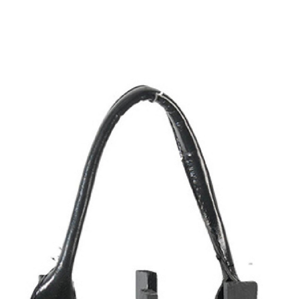 Decorative Lantern | Sculptural Shape & Leather Handle | Black Wood 16"
